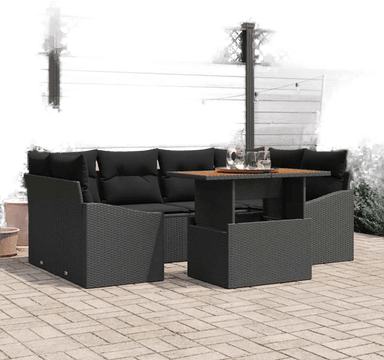 Vidaxl Hagesofa Set 7 pcs Svart