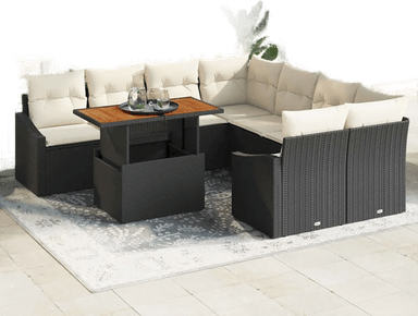Vidaxl Hagesofa Set 9 pcs Svart