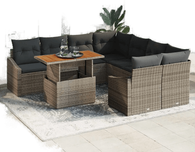Vidaxl Hagesofa Set 9 pcs Grå