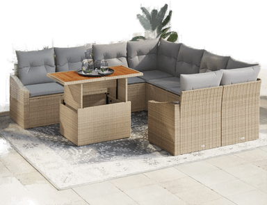 Vidaxl Hagesofa Set 9 pcs Beige