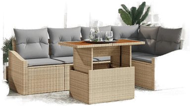 Vidaxl Hagesofa Set 6 pcs Beige