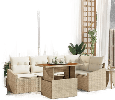 Vidaxl Hagesofa Set 6 pcs Beige