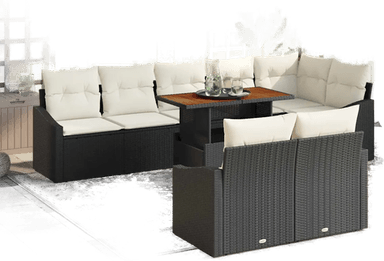 Vidaxl Hagesofa Set 9 pcs Svart