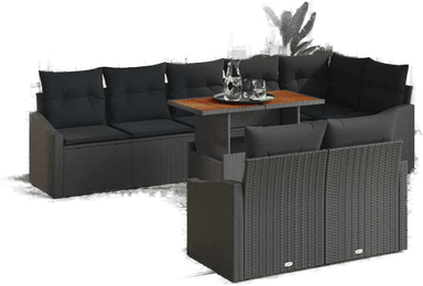 Vidaxl Hagesofa Set 9 pcs Svart