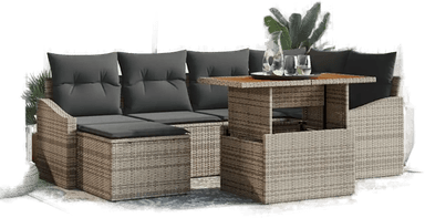 Vidaxl Hagesofa Set 7 pcs Grå