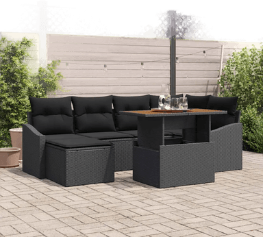 Vidaxl Hagesofa Set 7 pcs Svart