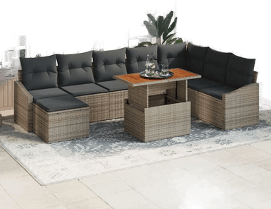 Vidaxl Hagesofa Set 9 pcs Grå