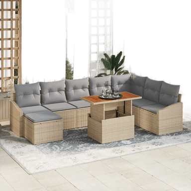 Vidaxl Hagesofa Set 9 pcs Beige