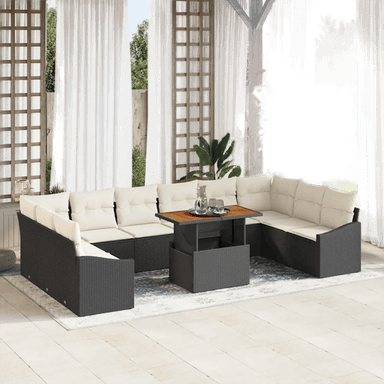 Vidaxl Hagesofa Set 11 pcs Svart