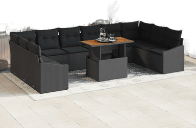 Vidaxl Hagesofa Set 11 pcs Svart