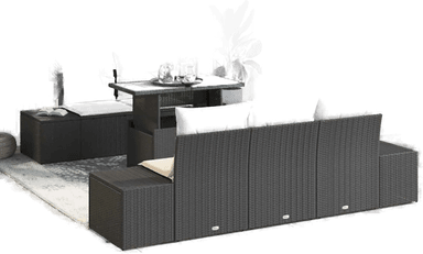 Vidaxl Hagesofa Set 6 pcs Svart