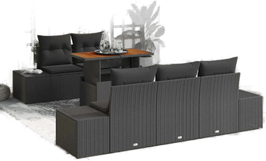 Vidaxl Hagesofa Set 6 pcs Svart