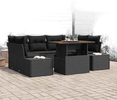 Vidaxl Hagesofa Set 7 pcs Svart