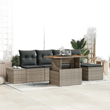 Vidaxl Hagesofa Set 6 pcs Grå