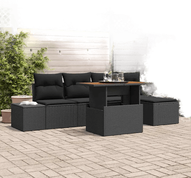 Vidaxl Hagesofa Set 6 pcs Svart