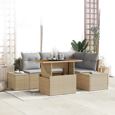 Vidaxl Hagesofa Set 5 pcs Beige