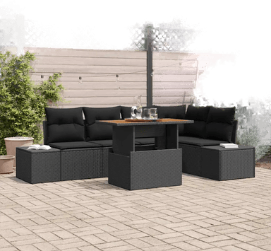 Vidaxl Hagesofa Set 6 pcs Svart