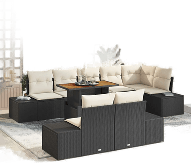 Vidaxl Hagesofa Set 9 pcs Svart