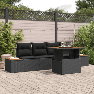 Vidaxl Hagesofa Set 5 pcs Svart