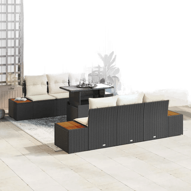 Vidaxl Hagesofa Set 7 pcs Svart