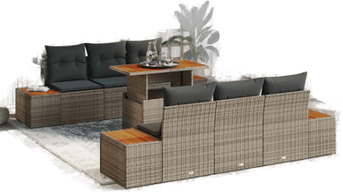 Vidaxl Hagesofa Set 7 pcs Grå