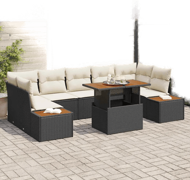 Vidaxl Hagesofa Set 8 pcs Svart