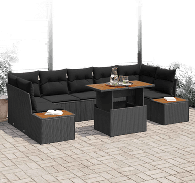 Vidaxl Hagesofa Set 8 pcs Svart