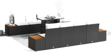 Vidaxl Hagesofa Set 9 pcs Svart