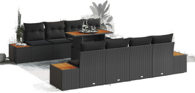Vidaxl Hagesofa Set 9 pcs Svart