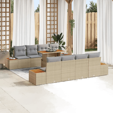 Vidaxl Hagesofa Set 9 pcs Beige