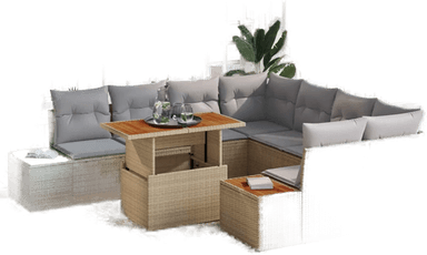 Vidaxl Hagesofa Set 9 pcs Beige
