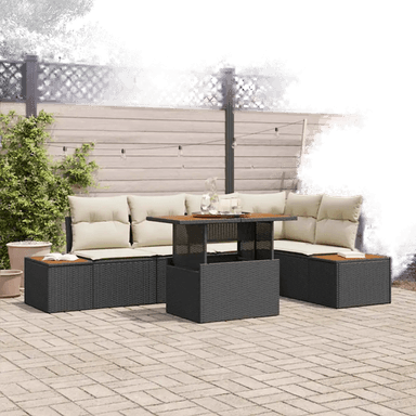 Vidaxl Hagesofa Set 6 pcs Svart