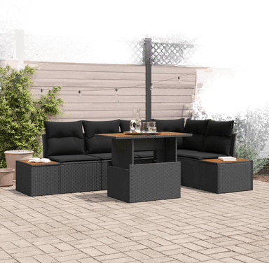 Vidaxl Hagesofa Set 6 pcs Svart