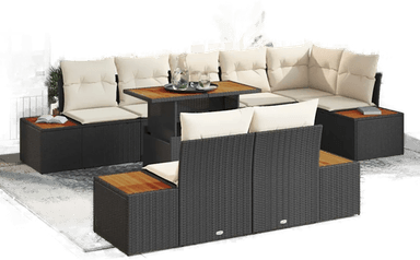 Vidaxl Hagesofa Set 9 pcs Svart