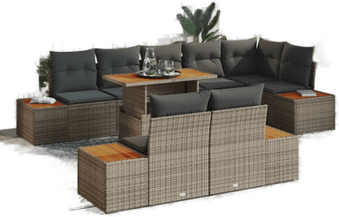 Vidaxl Hagesofa Set 9 pcs Grå