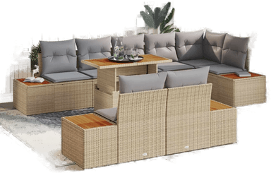 Vidaxl Hagesofa Set 9 pcs Beige
