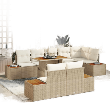 Vidaxl Hagesofa Set 9 pcs Beige