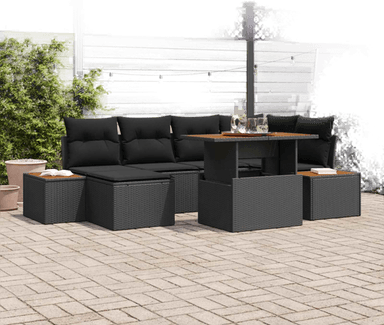 Vidaxl Hagesofa Set 7 pcs Svart