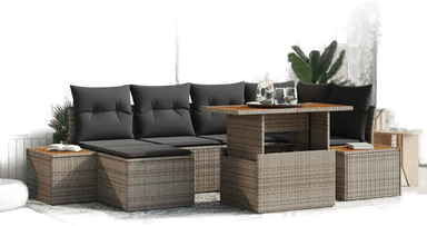 Vidaxl Hagesofa Set 7 pcs Grå