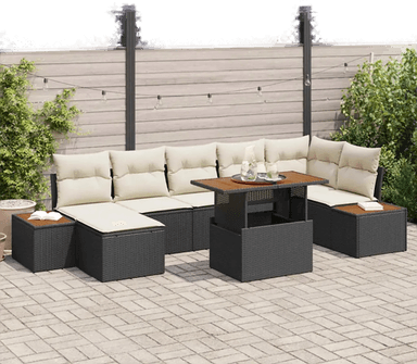 Vidaxl Hagesofa Set 8 pcs Svart