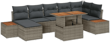 Vidaxl Hagesofa Set 8 pcs Grå