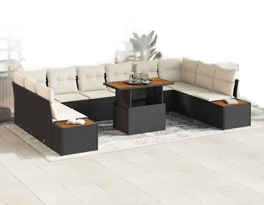 Vidaxl Hagesofa Set 11 pcs Svart