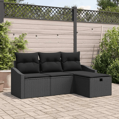 Vidaxl Sofa sett 4 pcs Svart polyrotting