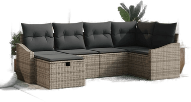 Vidaxl Sofa sett Grå polyrotting