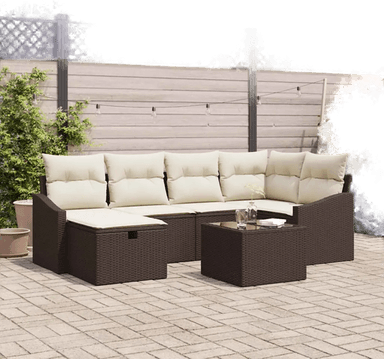 Vidaxl Sofa sett 7 pcs Brun og Krem