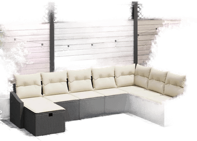 Vidaxl Hagesofa Set 8 pcs Svart