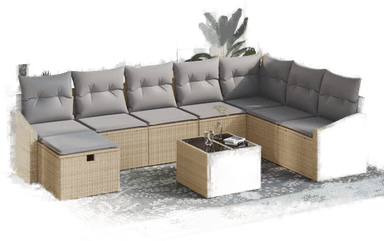 Vidaxl Hagesofa Set 9 pcs Beige