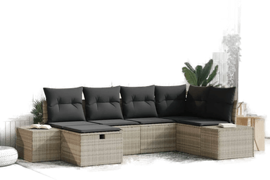 Vidaxl Hagesofa Set 6 pcs Lysegrå