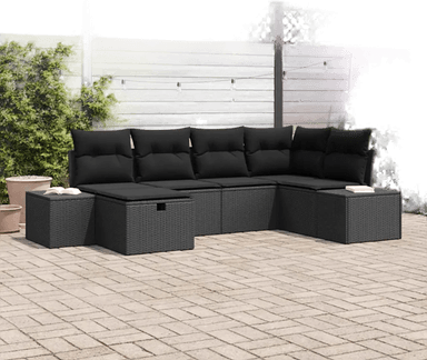 Vidaxl Hagesofa Set 6 pcs Svart