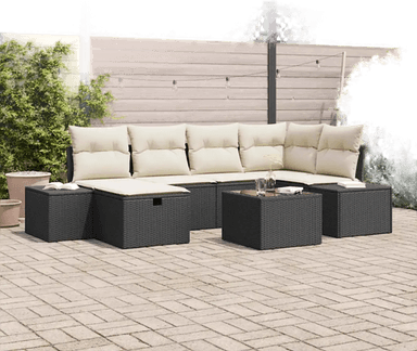 Vidaxl Hagesofa Set 7 pcs Svart